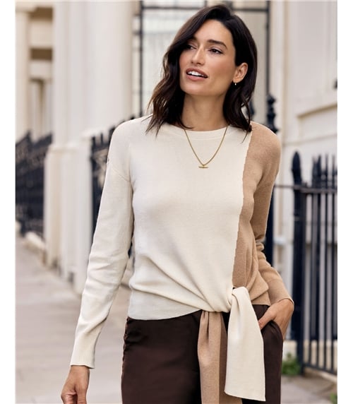 Wool Cotton Tie Sweater
